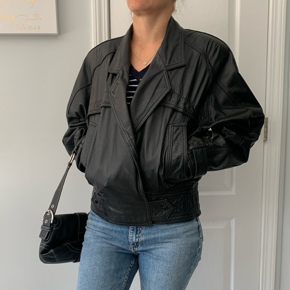 Byrnes & baker Black Leather Jacket thinsulate size S moto preppy y2k vintage‎ - Picture 3 of 15